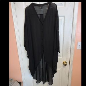 Sheer batwing sleeve bikini coverup